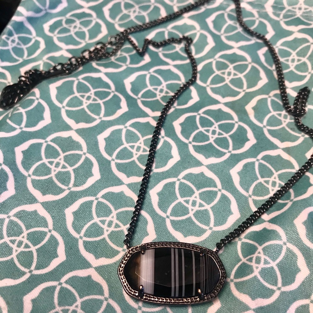 Kendra Scott Black Banded Agate Gunmetal Dylan